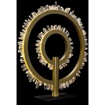 Illuminati Lighting - Illuminati Quartz Lampe de table led Halo à double anneau, or satiné 3000K, cristal de roche