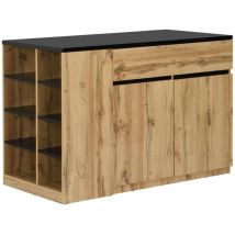 Ilot central de cuisine avec rangements - Noir et Naturel - meili