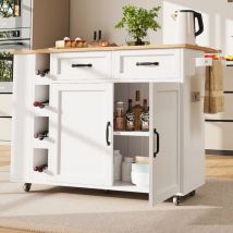 Lot de cuisine, chariot de cuisine équipé d'une multiprise, armoire de cuisine, chariot de service amovible avec casier à vin, meuble buffet, chariot