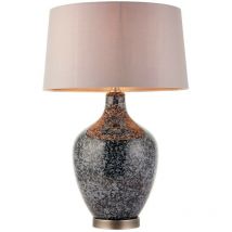 Endon Ilsa - 1 Light Table Light Grey Black Painted Glass & Matt Nickel Plate, E27