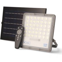 SWE - IluminaShop - Foco Proyector led Solar 50W IP66 con Sensor Crepuscular con Control Remoto Blanco Frio 6000K
