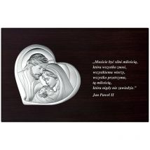 Image du cœur moderne en argent de la Sainte Famille avec une citation de Jean-Paul II 18x11,5 Taille: 18x11,5 cm UGS : BC6480/W