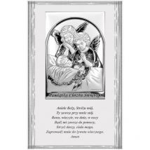 Image d'un ange gardien, argenté, moderne, au dessus du lit, deux anges, souvenir de baptême Taille: 9x14 cm UGS : BC6588F/2