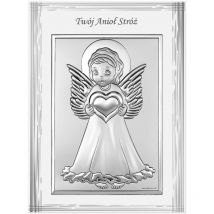 Image d'un ange gardien pour le baptême, argent, souvenir de baptême, 9x12 cm Taille: 9x12 cm UGS : BC6670F/2
