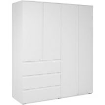Image Kleiderschrank Weiß 4 Türen 2 Schubladen 160x55x191 Cm