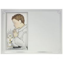 Image pour la Sainte Communion, en argent avec gravure, souvenir de la première communion pour un garçon, couleur Taille: 13x18 cm UGS : VL832/4COL