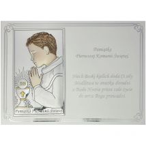 Image pour la Sainte Communion, en argent avec gravure, souvenir de la première communion pour un garçon, couleur Taille: 13x18 cm UGS : VL832/4COL/S
