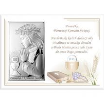 Image souvenir de la première communion, cadeau en argent pour une fille 18x13 Taille: 18x13 cm Couleur : blanc UGS : VL860/4LBI