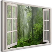 Image sur toile, Fenêtre forêt jungle tropicale - 60x40