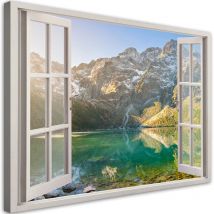 Image sur toile, Fenêtre Lac dans les montagnes Nature - 60x40