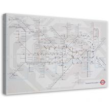 Image sur toile, Métro de Londres - plan de la ligne de métro - 120x80