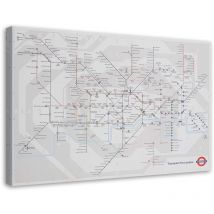 Image sur toile, Métro de Londres - plan de la ligne de métro - 60x40