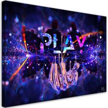 Image sur toile, Play Neon avec l'inscription - 60x40