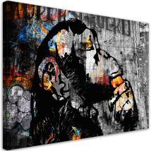 Image sur toile, Street art Banksy singe abstraction - 60x40