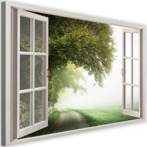 Image sur toile, Vue depuis la fenêtre, arbre à brouillard - 60x40