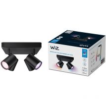 WIZ - Faretto Smart led Imageo WiFi, Base Quadrata, Luce Bianca o Colorata Dimmerabile, GU10, 4 x 5W, Nero, Tecnologia SpaceSense, Controllo Vocale