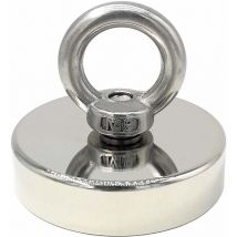 Andyou - Imán de neodimio de 140 kg de fuerza y 60 mm de diámetro, imanes con potentes anillos de elevación para la industria y la ciencia, pesca