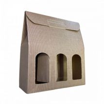 5 Scatole Portabottiglie Marrone - Scatole di cartone per bottiglie di vino prosecco champagne - Confezione da 3 bottiglie - Ideali per Natale e
