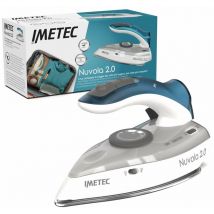 Imetec - Nuvola 2.0 - Plancha de vapor de viaje - Suela de acero inoxidable - 1000 vatios - Compacta y ligera - Mango plegable - Maletín de viaje