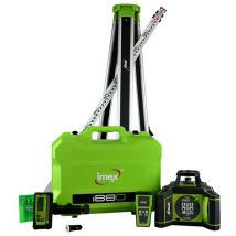 Imex - i88G Green Beam Rotating Laser Level Kit 16m Tripod LRX10 Receiver 5m Staff