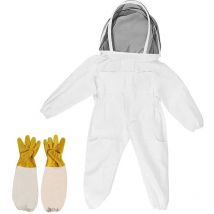 Imkerkleidung mit Handschuhen, Kinder-Imkeranzug – langärmelige Baumwolle, Kinderschutz, Imkerbedarf (m, weiß)