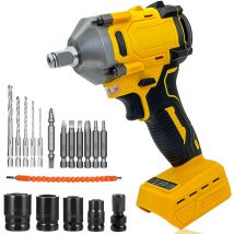 Impact wrench accessories,1/2',700 Nm Cordless Brushless Impact wrench Driver Drills Screwdrivers Gun 0-3250BPM,4x Sockets (7/9/14/17mm),(No