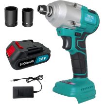 Teetok - Impact wrenches,Cordless Impact Wrench, 18V Electric Wrench Driver Drill ,Compatible with Makita Battery, 1/2 inch Impact Gun with 19/22mm