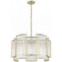 Impex Lighting - Impex Antigua Plafoniera a sospensione in cristallo dorato a 5 luci