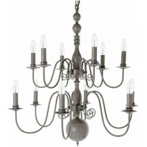 Impex Lighting - Impex Bologna Lampadario fiammingo a 12 bracci grigio chiaro