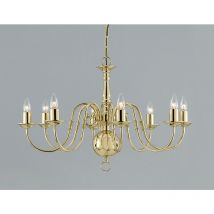 Flemish chandelier without shades Polished brass 8 bulbs 43cm