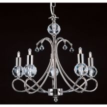 Impex Lighting - Impex Novara Candelabro de 5 brazos de níquel con bolas de cristal