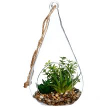 Atmosphera Créateur D'intérieur - Pianta artificiale sospesa in vaso di cemento H19,5 cm - Modello c