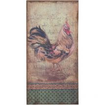 Impression coq '' toile de jute brut antique