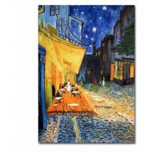 Epikasa - Impression sur Toile Van Gogh Terrasse du Café le Soir, Polyester, Bois, Bleu, Orange, 50x3x70 cm