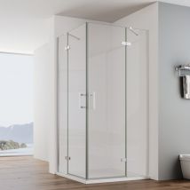 Impts - Cabine de douche accès d'angle avec porte à charnières Porte de douche pliante Paroi de douche en verre véritable 6mm egs Cabine de douche