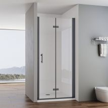 Schwarz Nischentür Duschkabine 180° Falttür Duschtür Duschwand 6mm ESG-Sicherheitsglas Duschabtrennung Drehfalttür Nische Dusche 70 x 195cm - Impts