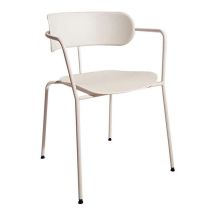 Fashion Commerce - Poltroncina in metallo bianco con fondino e schienale in polipropilene grigio - Bianco