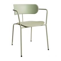 Fashion Commerce - Set di 2 Poltroncine in metallo verde con fondino e schienale in polipropilene grigio - Verde