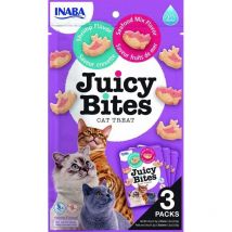 Inaba juicy bites - friandises pour chats - grignotages avec un centre juteux dans des formes amusantes - crevettes et fruits de