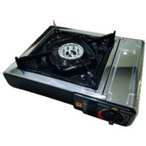 INCASA Réchaud à Gaz Portable 1 Feu Allumage Piézoélectrique Camping - Gris