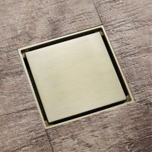 Inch Brass Shower Floor Trap, Brushed Gold Deodorizer, Square Shower Drain, Invisible Shower Drain with Removable Cover for Guest Bathroom