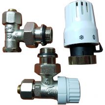 Calido - Incliné Ensemble Vannes Thermostatiques Laiton Radiateur 1/2 Inch x pex 16mm