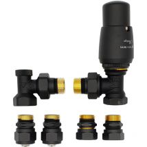 Varioterm - Incliné Laqué Noir Antique Thermostatique Ensemble + Cuivre (Cu) et pex