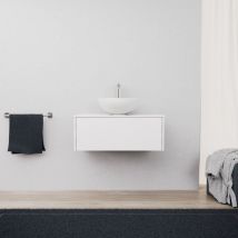 Inda - Badezimmerschrank 1 Schublade L.80 mit Aufsatzwaschbecken / Mattweiß - diamante