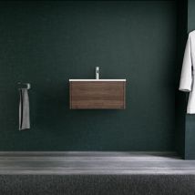 Mueble de baño 1 cajón L.60 con lavabo mate / Roble marrón - Diamante - Inda