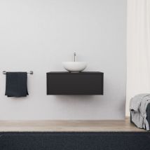 Inda - Mueble de baño 1 cajón L.80 con lavabo sobre encimera / Negro mate - diamante