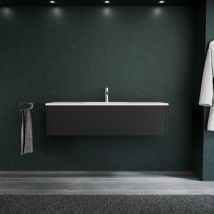Mueble de baño 1 cajón L.120 con lavabo mate / Negro mate - diamante - Inda