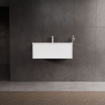 Mueble de baño 1 cajón L.80 con lavabo brillante / Blanco brillante - diamante - Inda