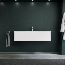 Mueble de baño 1 cajón L.120 con lavabo mate / Blanco mate - diamante - Inda