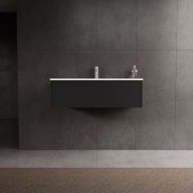 Inda - Mueble de baño 1 cajón L.100 con lavabo brillante / Negro mate - diamante